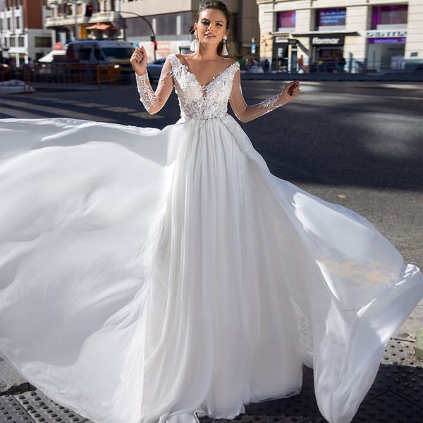 2021 new boho a line backless 3d flowers v neck long sleeves bride robe mariee princess wedding gown hfj1, White
2021 new boho a line backless 3d flowers v neck long sleeves bride robe mariee princess wedding gown hfj1, White