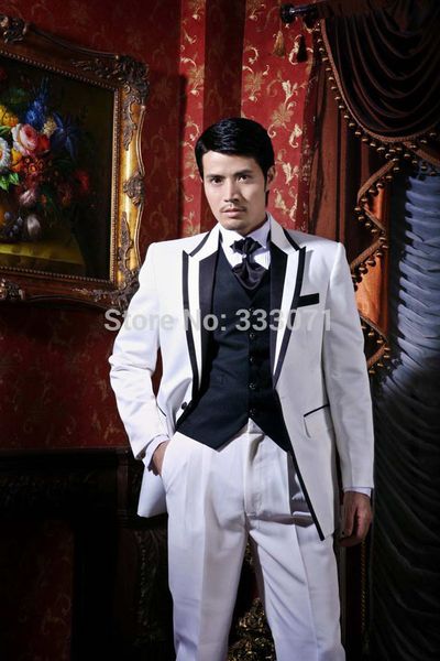 men's suits & blazers custom made white with navy 1 buttons groom tuxedos man groomsman men wedding bridegroom jacket+pants+tie+vest, White;black
men's suits & blazers custom made white with navy 1 buttons groom tuxedos man groomsman men wedding bridegroom jacket+pants+tie+vest, White;black