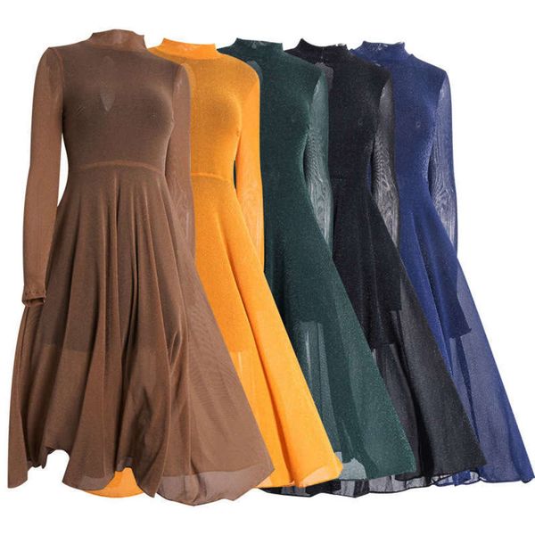 hollow women's silver mesh stitching line dress thin long sleeve fishtail l008, Black;gray
hollow women's silver mesh stitching line dress thin long sleeve fishtail l008, Black;gray