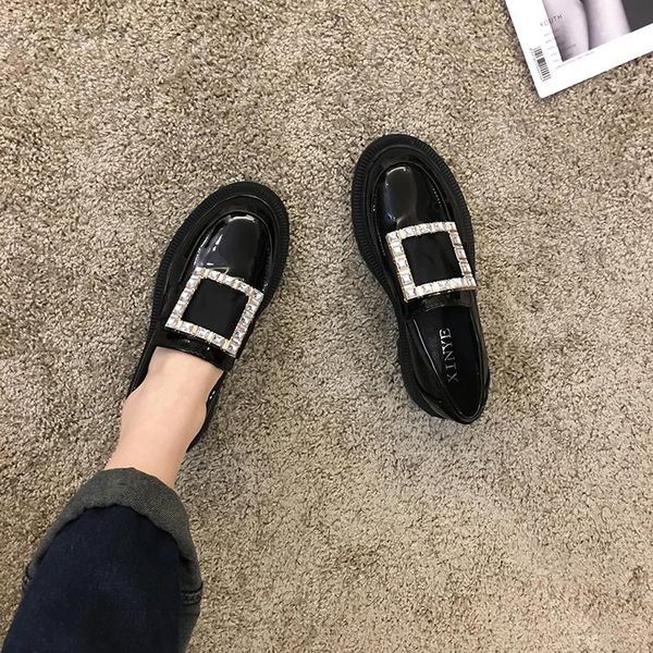 women's shoes leather shoes retro 2020 new spring metal square buckle flash diamond casual, Black
women's shoes leather shoes retro 2020 new spring metal square buckle flash diamond casual, Black