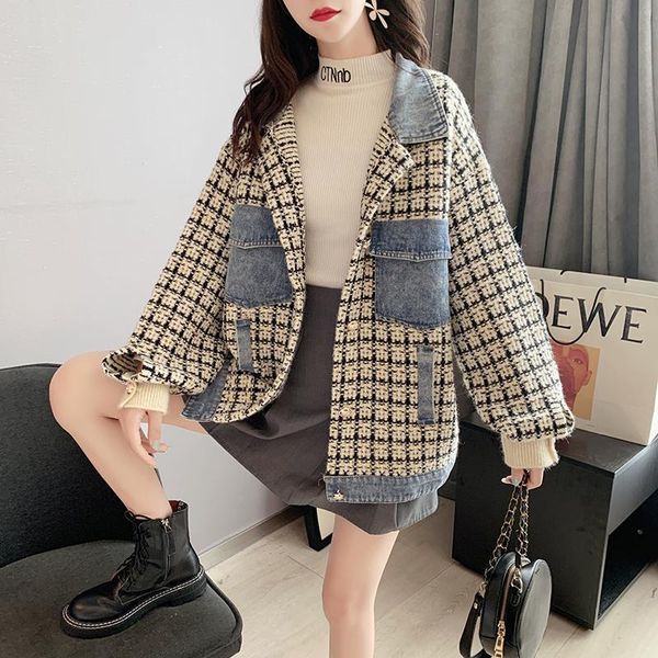 plaid patchwork sweater coat women loose spring and autumn 2021 new all match cardigan, Black;brown
plaid patchwork sweater coat women loose spring and autumn 2021 new all match cardigan, Black;brown