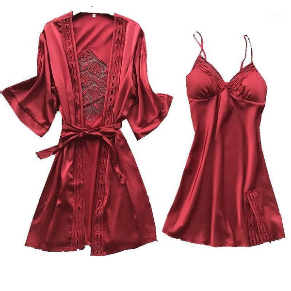 simisi 2pcs nightgown suit rayon solid openwork bathrobe with chest pad silk sleepwear sets home clothes summer1, Black;red
simisi 2pcs nightgown suit rayon solid openwork bathrobe with chest pad silk sleepwear sets home clothes summer1, Black;red
