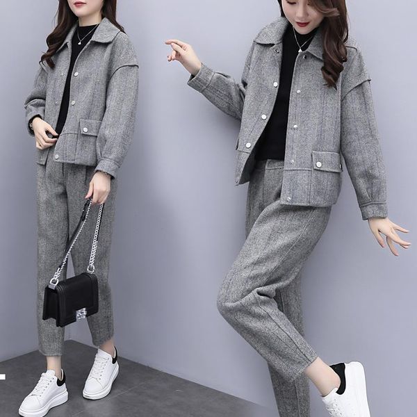 gray 2021 new winter wool two pieces of define jacket + women's fashionable pantsuit pants ladies 2-bun female sets y486 1968
gray 2021 new winter wool two pieces of define jacket + women's fashionable pantsuit pants ladies 2-bun female sets y486 1968