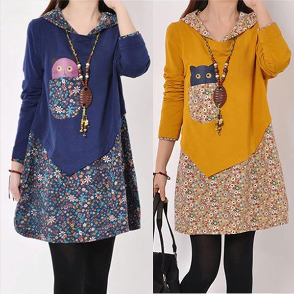 fashion cat clothes dames blouse womens hooded flower and cat print splice long sleeve loose shirt women, White
fashion cat clothes dames blouse womens hooded flower and cat print splice long sleeve loose shirt women, White