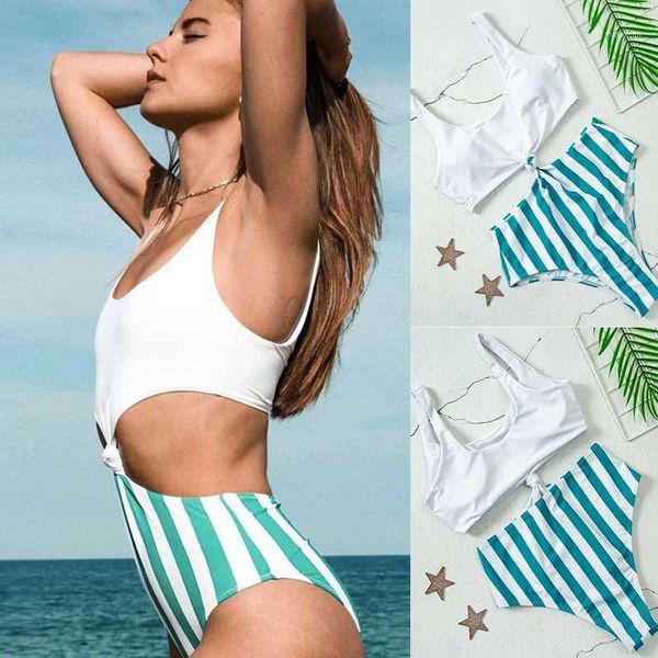 one piece stripe swimsuit front tie knot cut bathing suit monokini high waist bandage swimwear for women body swimming suit1, White;black
one piece stripe swimsuit front tie knot cut bathing suit monokini high waist bandage swimwear for women body swimming suit1, White;black