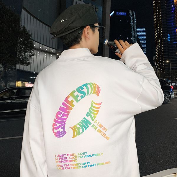 autumn 2020 new colorful reflective half high collar sweater for men students and couples to wear loose long sleeve top
autumn 2020 new colorful reflective half high collar sweater for men students and couples to wear loose long sleeve top