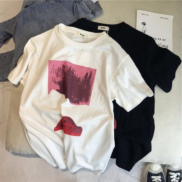 pe5es graffiti printed straight coat t-shirt summer new 2019 women's wear korean short sleeve cotton black white a tube breathable t
pe5es graffiti printed straight coat t-shirt summer new 2019 women's wear korean short sleeve cotton black white a tube breathable t