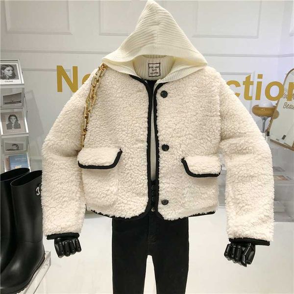 thick slouchy round neck lamb hair women autumn/winter 2021 new loose color contrast edge plush top, Black
thick slouchy round neck lamb hair women autumn/winter 2021 new loose color contrast edge plush top, Black
