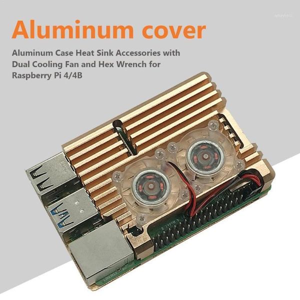 aluminum case heat sink accessories with dual cooling fan and hex wrench for raspberry pi 4/4b1
aluminum case heat sink accessories with dual cooling fan and hex wrench for raspberry pi 4/4b1