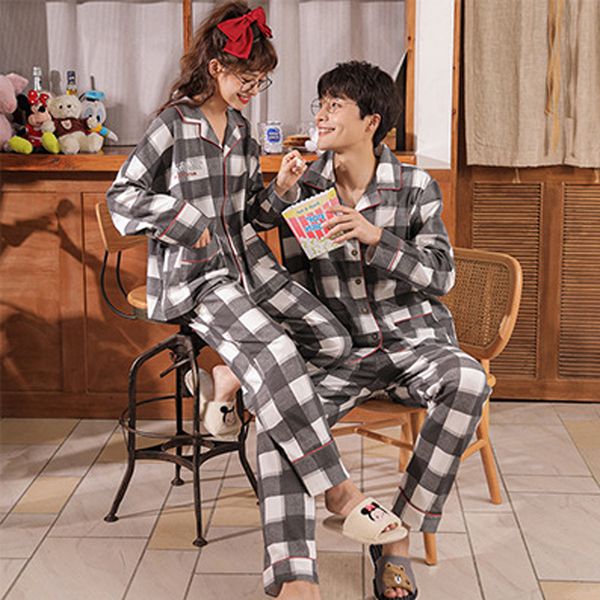 couple pajamas set plaid sleepwear autumn winter cotton pyjamas suit women & men long sleeve pijama lovers night wear button 201102, Black;red
couple pajamas set plaid sleepwear autumn winter cotton pyjamas suit women & men long sleeve pijama lovers night wear button 201102, Black;red