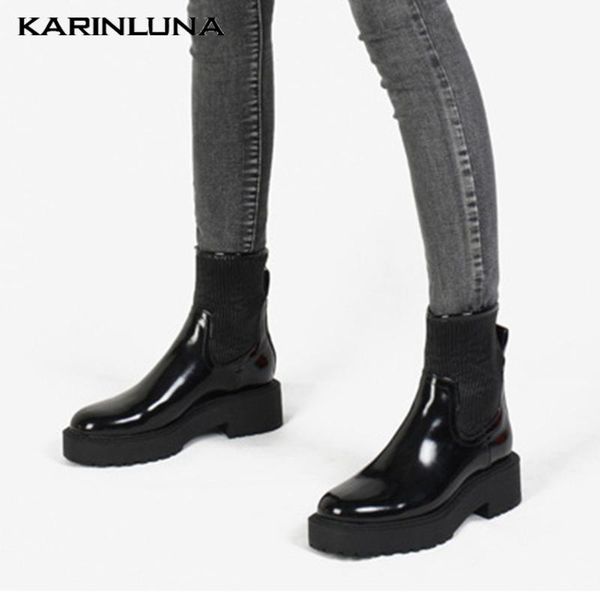 karin fashion woman shoes luxury band new slip-on round toe patent square thick heels ankel sock boots, Black
karin fashion woman shoes luxury band new slip-on round toe patent square thick heels ankel sock boots, Black