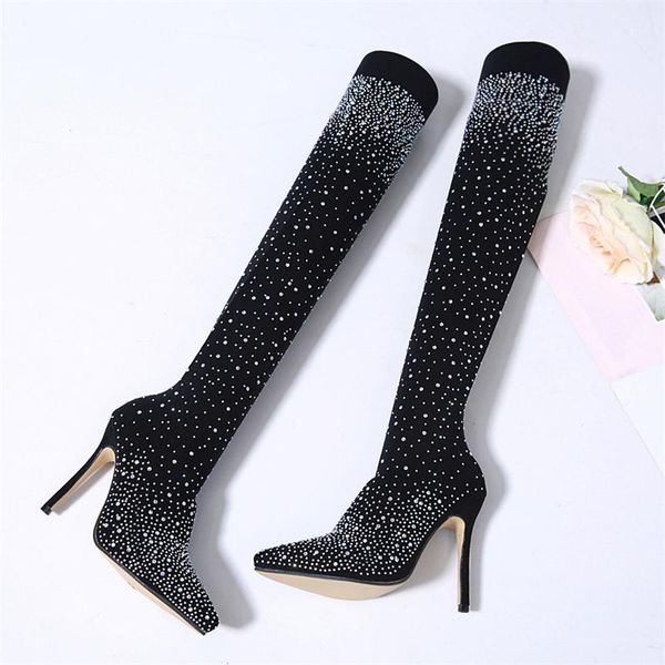 boots women glitter crystal over the knee sock woman pumps for party ladies pointed toe high heels female big size shoes, Black
boots women glitter crystal over the knee sock woman pumps for party ladies pointed toe high heels female big size shoes, Black