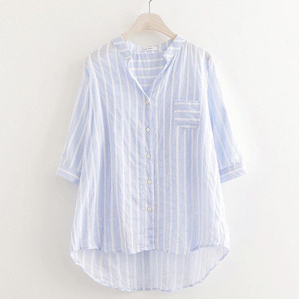 summer 2021 women fashion stripe v-neck blouse comfortable women half sleeve button casual long shirts plus size s-2xl, White
summer 2021 women fashion stripe v-neck blouse comfortable women half sleeve button casual long shirts plus size s-2xl, White
