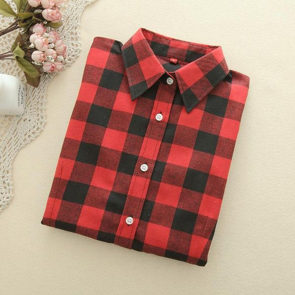 women's blouses & shirts fashion plaid shirt female college style long sleeve flannel plus size cotton blusas office 1, White
women's blouses & shirts fashion plaid shirt female college style long sleeve flannel plus size cotton blusas office 1, White