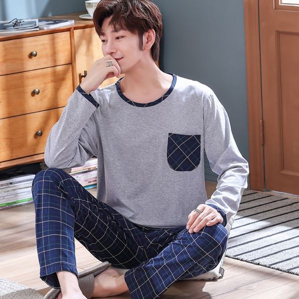 spring autumn full cotton men's pyjamas plaid pants pajamas set casual male sleepwear night pijama hombre plus size 4xl homewear 201125, Black;brown
spring autumn full cotton men's pyjamas plaid pants pajamas set casual male sleepwear night pijama hombre plus size 4xl homewear 201125, Black;brown