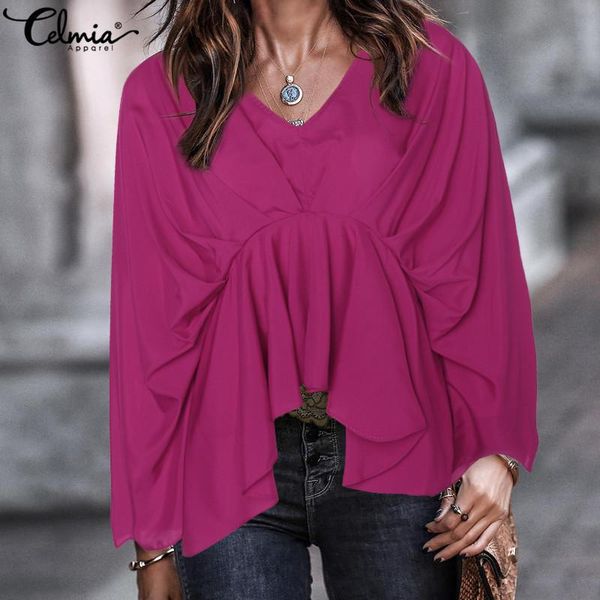 women's blouses & shirts celmia elegant women 2021 autumn fashion ladies long bat sleeve tunic casual solid blusas femininas plus size, White
women's blouses & shirts celmia elegant women 2021 autumn fashion ladies long bat sleeve tunic casual solid blusas femininas plus size, White