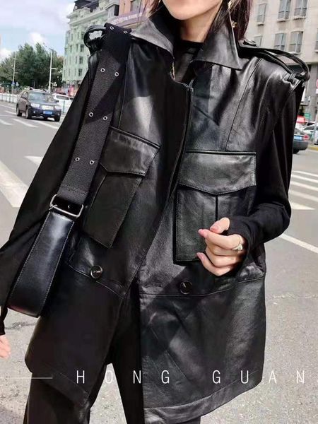 de limited couro feminino sale jaqueta women's tooling leather vest pocket sheep skin 2021 new long large size female full1, Black
de limited couro feminino sale jaqueta women's tooling leather vest pocket sheep skin 2021 new long large size female full1, Black