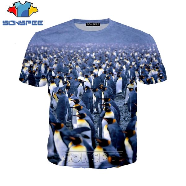 animal penguin printed 3d print shirts harajuku graphic funny men clothing