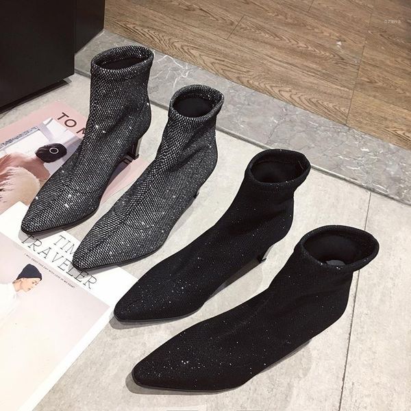 boots 2021 women fashion 9cm high heels glitter sock ankle bling nightclub fetish block quality shoes1, Black
boots 2021 women fashion 9cm high heels glitter sock ankle bling nightclub fetish block quality shoes1, Black