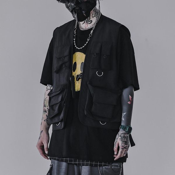 hip hop cargo vest men multi pockets vintage coat darkstreetwear overalls sleeveless tactical patchwork clothing, Black;white
hip hop cargo vest men multi pockets vintage coat darkstreetwear overalls sleeveless tactical patchwork clothing, Black;white