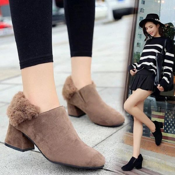 2020 autumn and winter new women's high-heeled single boots fur coarse with suede mid-heeled foot rubber sole female ankle boots1, Black
2020 autumn and winter new women's high-heeled single boots fur coarse with suede mid-heeled foot rubber sole female ankle boots1, Black