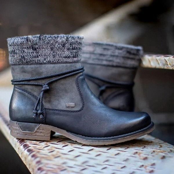 women boots 2020 winter warm ankle boots vintage lace up ladies snow knitted patchwork zip up casual female shoes, Black
women boots 2020 winter warm ankle boots vintage lace up ladies snow knitted patchwork zip up casual female shoes, Black