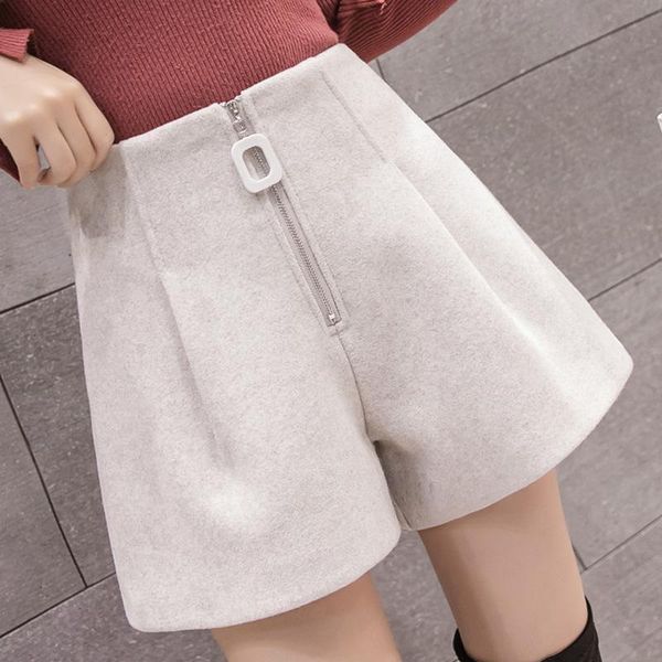 women's high waist a line wide leg pants autumn winter slimming loose woolen female shorts korean style zipper solid shorts, White;black
women's high waist a line wide leg pants autumn winter slimming loose woolen female shorts korean style zipper solid shorts, White;black