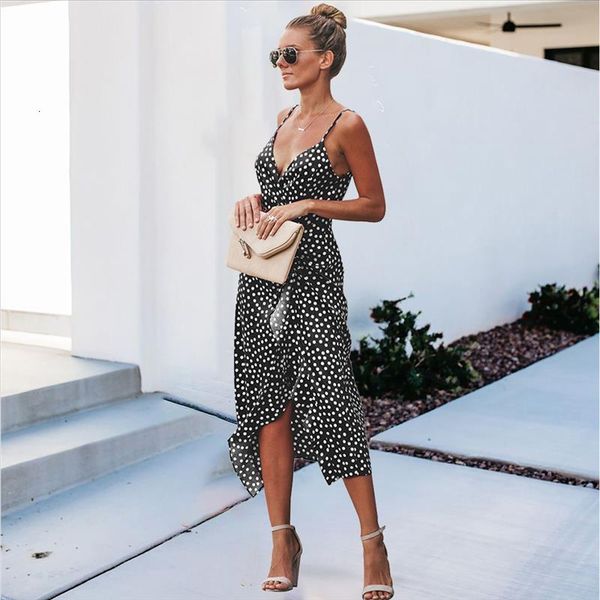 medium long dot spaghetti strap dress women v neck ruffles slim ladies summer print dress streetwear office lady, Black;gray
medium long dot spaghetti strap dress women v neck ruffles slim ladies summer print dress streetwear office lady, Black;gray