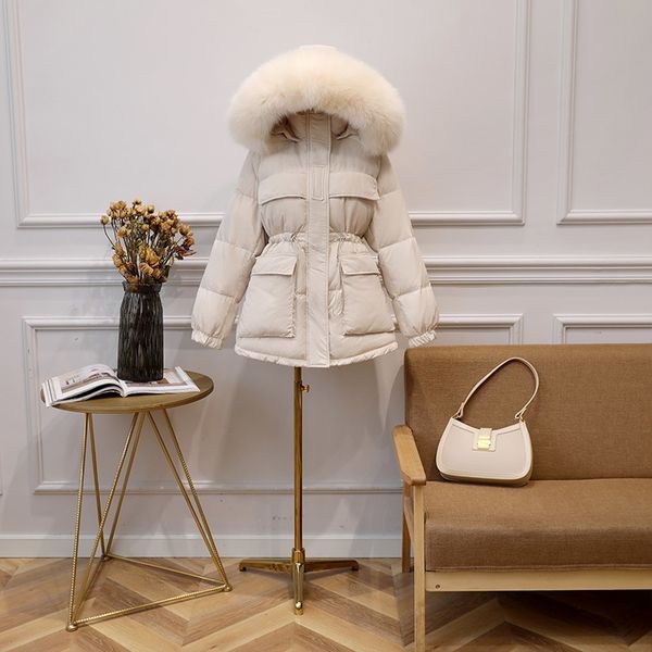fitaylor winter white duck down jacket women large real fur collar hooded parkas short design slim warm overcoat 201023, Black
fitaylor winter white duck down jacket women large real fur collar hooded parkas short design slim warm overcoat 201023, Black