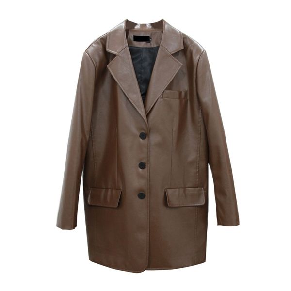 2020 spring autumn women new design faux leather jacket high fashion female slim pu coat brown trendy clothing lj201012, Black
2020 spring autumn women new design faux leather jacket high fashion female slim pu coat brown trendy clothing lj201012, Black
