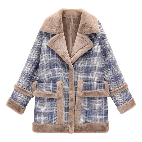 2021 new imitation plush plaid woolen female new version thick versatile temperament fashion fur coat 54ck, Black
2021 new imitation plush plaid woolen female new version thick versatile temperament fashion fur coat 54ck, Black