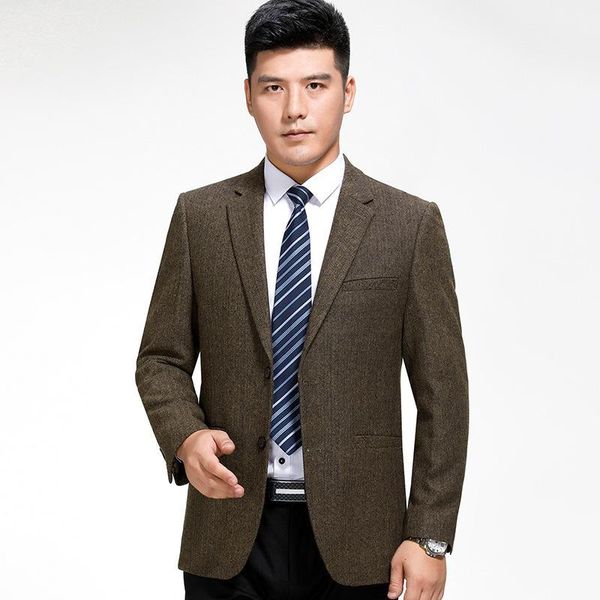 autumn and winter men's single suit coat thick middle-aged casual wool suit korean slim plain dress, White;black
autumn and winter men's single suit coat thick middle-aged casual wool suit korean slim plain dress, White;black