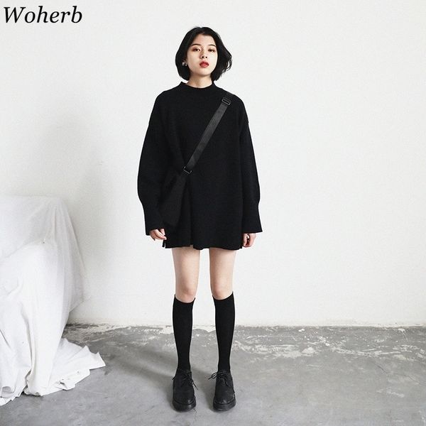 woherb autumn winter pullover women loose sweaters harajuku chic solid knitted jumper pull femme korean fashion streetwear 201120, White;black
woherb autumn winter pullover women loose sweaters harajuku chic solid knitted jumper pull femme korean fashion streetwear 201120, White;black
