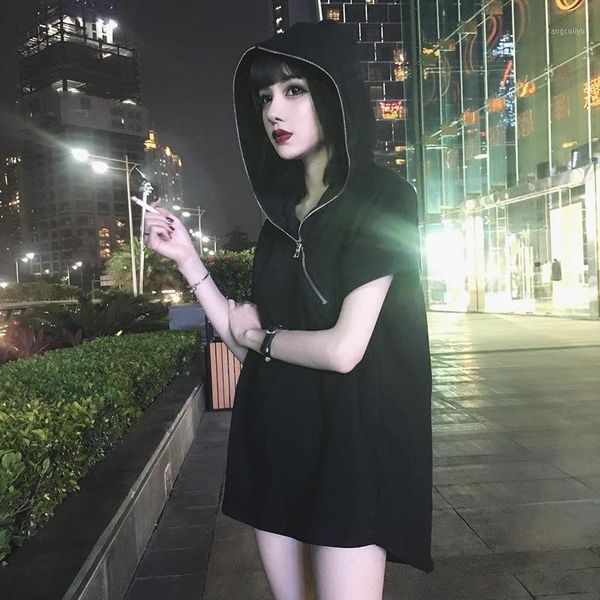 goth dark zip loose women dress harajuku hooded mini dress cool short sleeve straight gothic casual streetwear punk1, White;black
goth dark zip loose women dress harajuku hooded mini dress cool short sleeve straight gothic casual streetwear punk1, White;black