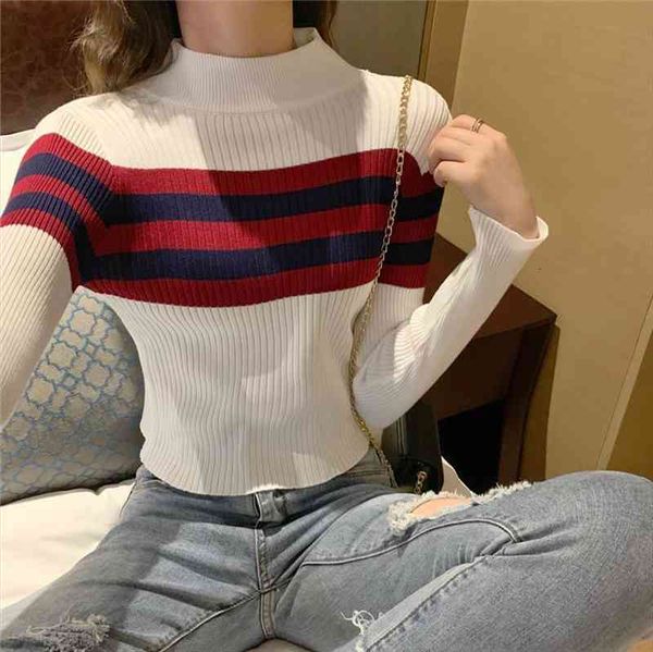 autumn women knitted striped cropped sweater jumpers girls turtleneck knit slim chic sweater pullover crop for female, White;black
autumn women knitted striped cropped sweater jumpers girls turtleneck knit slim chic sweater pullover crop for female, White;black