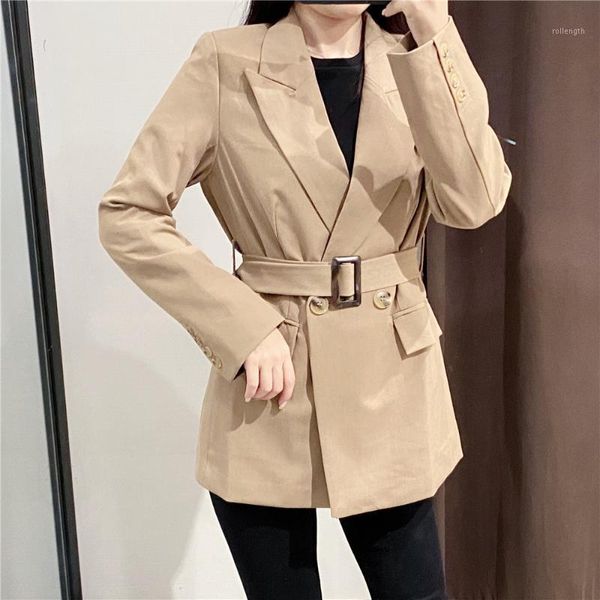 2020 autumn and winter new women's simple solid color waist slimming lapel belt blazer1, White;black
2020 autumn and winter new women's simple solid color waist slimming lapel belt blazer1, White;black