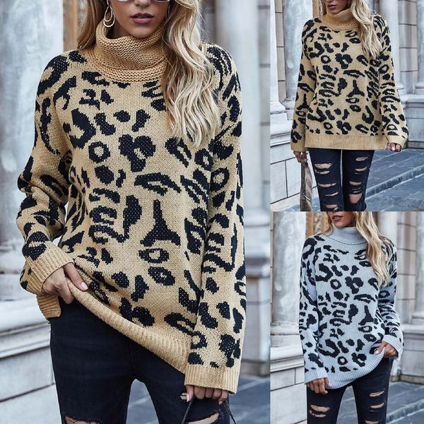 women clothing novelty fashion leopard print turtleneck knitted sweater long sleeves loose pullover kg-1063, White;black
women clothing novelty fashion leopard print turtleneck knitted sweater long sleeves loose pullover kg-1063, White;black