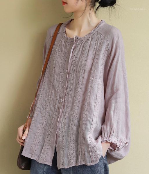 spring new artistic loose stand collar shirt all-match large single-breasted long-sleeved cotton and linen shirt women's 34841, White
spring new artistic loose stand collar shirt all-match large single-breasted long-sleeved cotton and linen shirt women's 34841, White