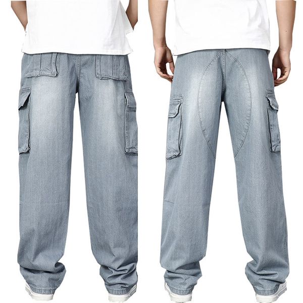 pants men's brem loose hip-hop straight multi-pocket gray denim jeans for man size 30-46 ohub, Blue
pants men's brem loose hip-hop straight multi-pocket gray denim jeans for man size 30-46 ohub, Blue