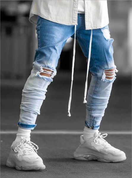 denim ripped hole straight blue jeans for men's autumn spring hip hop punk rock streetwear pants gradient male slim fit trousers
denim ripped hole straight blue jeans for men's autumn spring hip hop punk rock streetwear pants gradient male slim fit trousers
