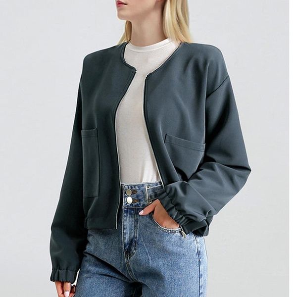 women's jackets large size 2021 autumn winter loose women coat long sleeve pocket zipper short jacket casual female outwear, Black;brown
women's jackets large size 2021 autumn winter loose women coat long sleeve pocket zipper short jacket casual female outwear, Black;brown