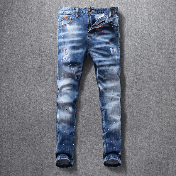 2021 new korean style fashion men retro blue painted designer ripped jeans slim fit streetwear elastic hip hop pencil pants hombre 0yhy
2021 new korean style fashion men retro blue painted designer ripped jeans slim fit streetwear elastic hip hop pencil pants hombre 0yhy