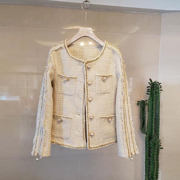 fashion 2020 spring and autumn women long sleeve metal buttons tweed jacket1, Black;brown
fashion 2020 spring and autumn women long sleeve metal buttons tweed jacket1, Black;brown