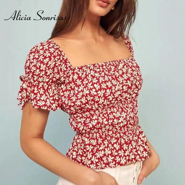 women's blouses & shirts 2021 women summer slim floral temperament sauare collar puff sleeve female, White
women's blouses & shirts 2021 women summer slim floral temperament sauare collar puff sleeve female, White