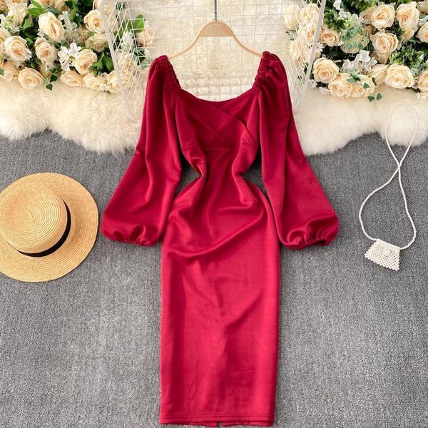 foamlina 2020 elegant french women dress solid v-neck puff sleeve bodycon dress autumn winter club party midi robe femme1, Black;gray
foamlina 2020 elegant french women dress solid v-neck puff sleeve bodycon dress autumn winter club party midi robe femme1, Black;gray