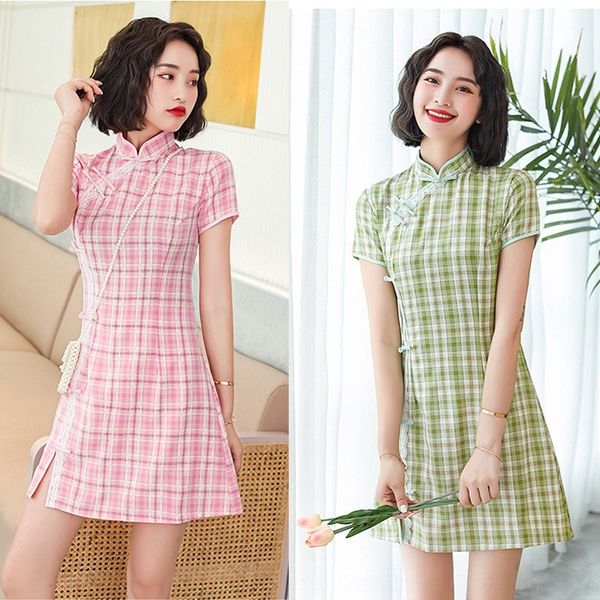 79at2 junqianzi elastic cotton 2020 short cheongsam plaid cheongsam fresh improved elastic and slim small skirt party cotton qipao skirt 4jr, Black;gray
79at2 junqianzi elastic cotton 2020 short cheongsam plaid cheongsam fresh improved elastic and slim small skirt party cotton qipao skirt 4jr, Black;gray