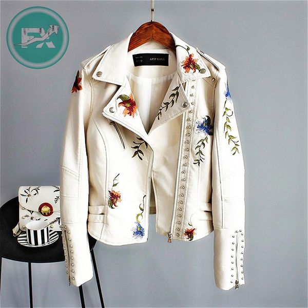 g.sky punk style faux soft leather jacket women embroidery floral faux leather jacket pu motorcycle epaulet zipper outerwear 201020, Black
g.sky punk style faux soft leather jacket women embroidery floral faux leather jacket pu motorcycle epaulet zipper outerwear 201020, Black