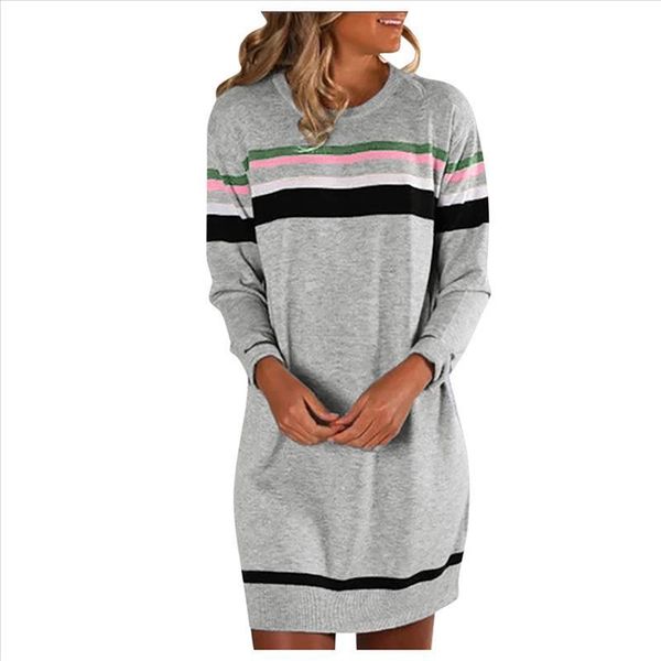 women's plus size derss new knitted long sleeve stripe print round collar pullover autumn winter fashion casual loose vestido#a, Black;gray
women's plus size derss new knitted long sleeve stripe print round collar pullover autumn winter fashion casual loose vestido#a, Black;gray
