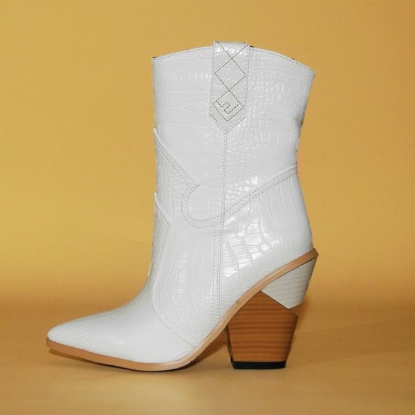 white beige black yellow faux leather cowboy ankle for women wedge high heel snake print western cowgirl boots y200114
white beige black yellow faux leather cowboy ankle for women wedge high heel snake print western cowgirl boots y200114