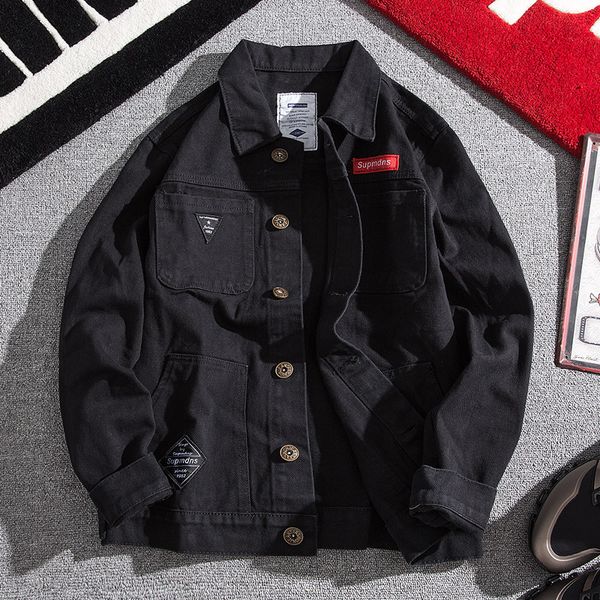 denim jacket autumn winter american tooling jacket korean streetwear brand loose camo teenagers cowboy baseball coat men 201114, Black;brown
denim jacket autumn winter american tooling jacket korean streetwear brand loose camo teenagers cowboy baseball coat men 201114, Black;brown